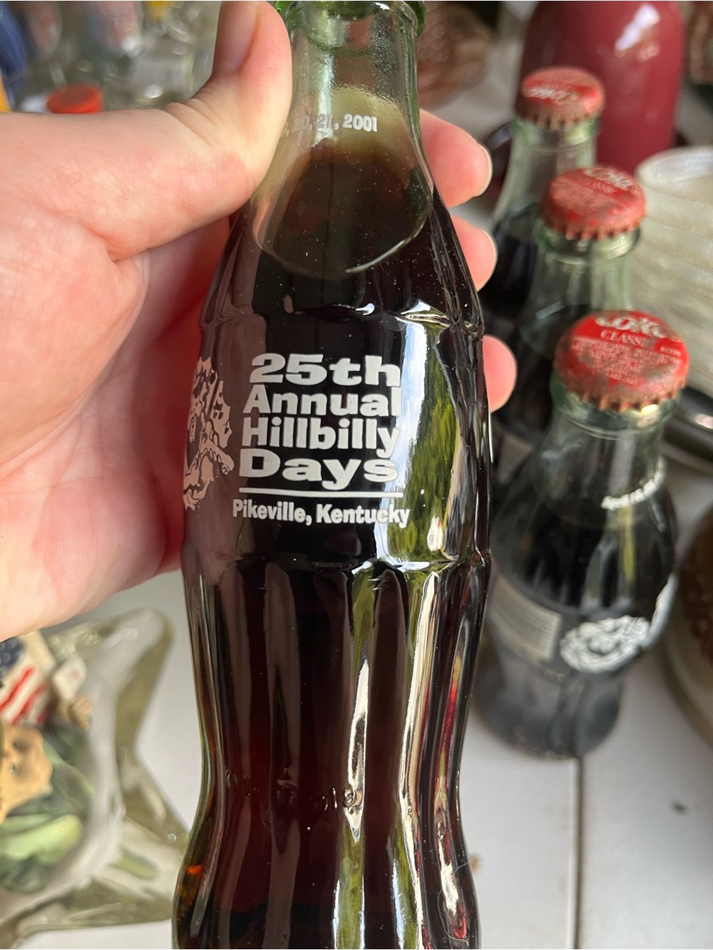 6 25th Annual Hillbilly Days Commemorative Coca Cola Bottles